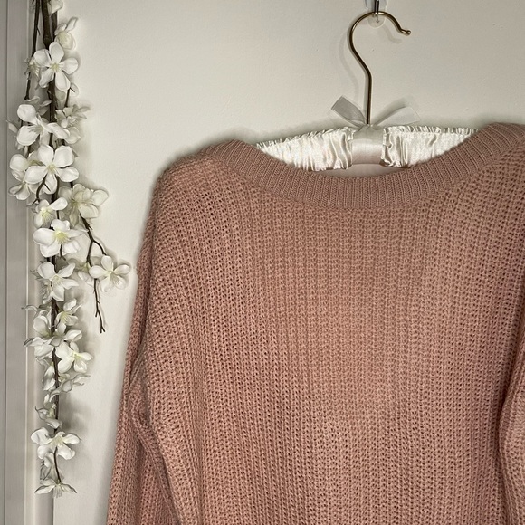 SOFT MAUVE V NECK OVERSIZED SLOUCHY SWEATER - Picture 5 of 8